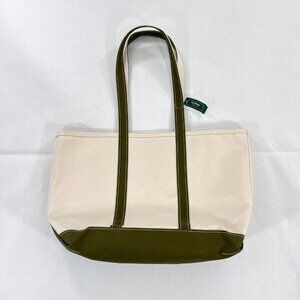 New L.L. BEAN Boat and Tote Bag LARGE LONG Antique Olive Canvas Authentic NWT